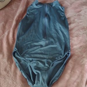 Blue Motionwear Zip Up leotard